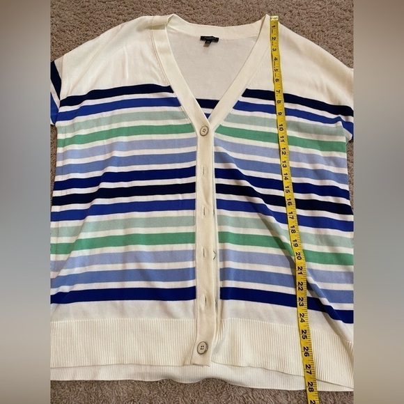 Talbots Cardigan Striped V-neck Cotton sweater - Picture 4 of 6